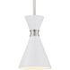 Conic 1 Light 5.5 inch Glitter Gloss White Mini Pendant Ceiling Light